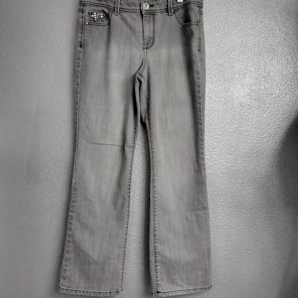 Style & Co. Grey Boot Cut Jeans With Sequins Size 12P